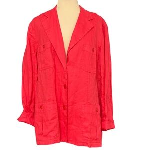 blazer jacket Lauren Ralph Lauren 16 orange linen NWOT cargo pockets back vent